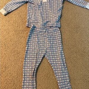 Blue and White Premium Pima Cotton Kids Pajamas 2T